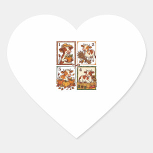 Herfst Koe Kwartet Vintage Patchwork Boerderij Shi Hart Sticker