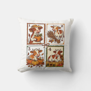 Herfst Koe Kwartet Vintage Patchwork Boerderij Shi Kussen
