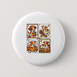 Herfst Koe Kwartet Vintage Patchwork Boerderij Shi Ronde Button 5,7 Cm