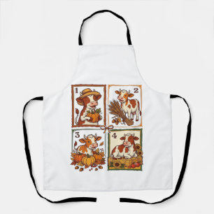 Herfst Koe Kwartet Vintage Patchwork Boerderij Shi Schort