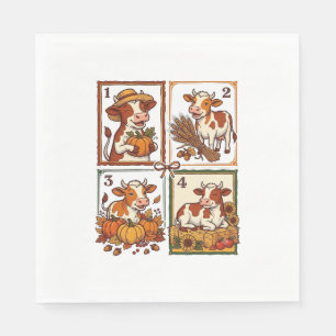 Herfst Koe Kwartet Vintage Patchwork Boerderij Shi Servet