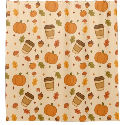 Herfst Koffie Douchegordijn (Voorkant)