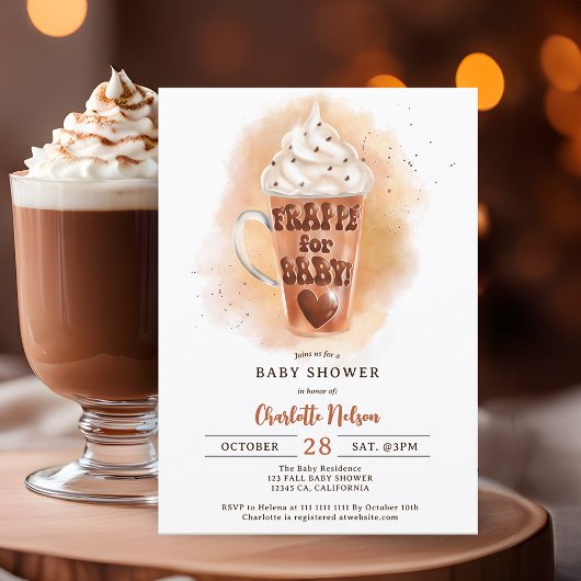 Herfst koffie illustratie waterverf baby shower kaart