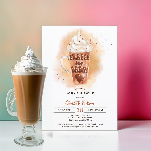 Herfst koffie illustratie waterverf baby shower kaart