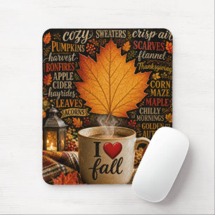 Herfst Koffie met Woordwolk Muismat