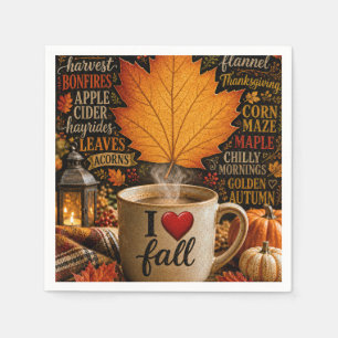 Herfst Koffie met Woordwolk Servet