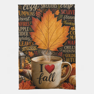 Herfst Koffie met Woordwolk Theedoek