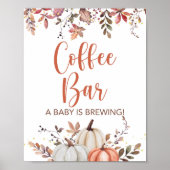 Herfst Koffiebalk een Baby is een bordje met schoe Poster (Voorkant)
