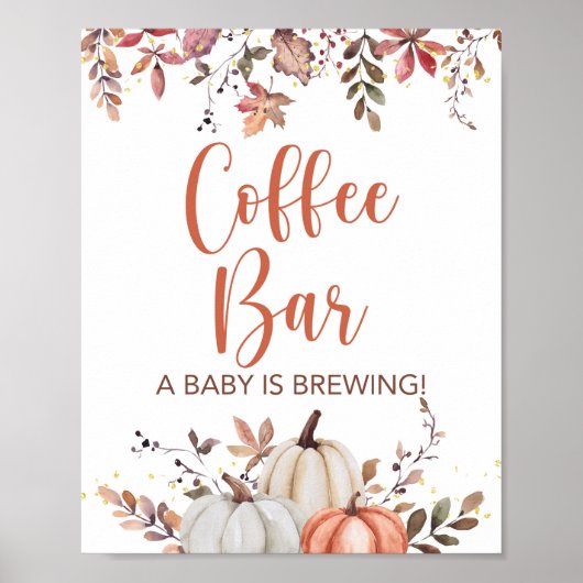 Herfst Koffiebalk een Baby is een bordje met schoe Poster (Voorkant)