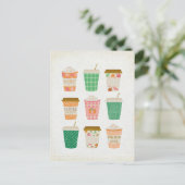 Herfst koffiekopjes | herfst pompoen kruiden latte briefkaart (Staand voorkant)