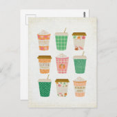Herfst koffiekopjes | herfst pompoen kruiden latte briefkaart (Voorkant / Achterkant)