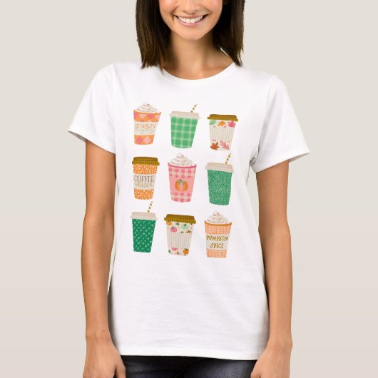 Herfst koffiekopjes | herfst pompoen kruiden latte t-shirt (Voorkant)
