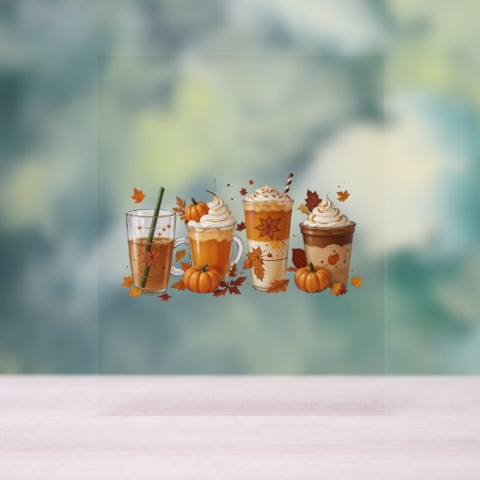 Herfst Koffiepompoen Acryl Bord (Neutraal)