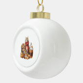 Herfst Koffiepompoen Mok met poes Keramische Bal Ornament (Rechts)