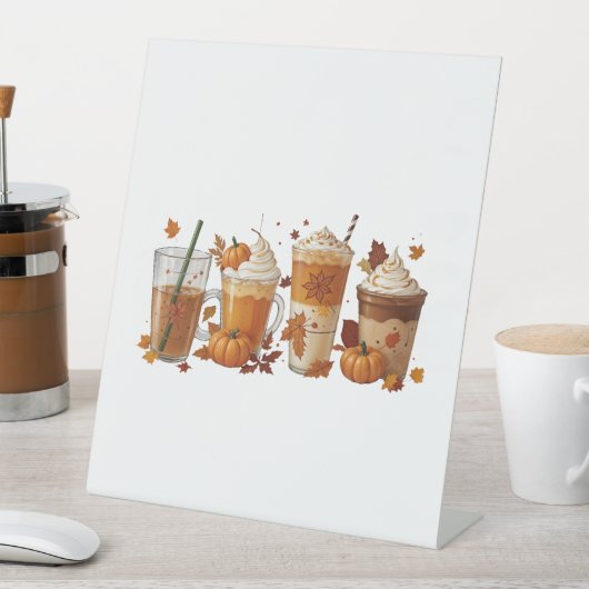 Herfst Koffiepompoen Reclamebord Met Voetstuk (Insitu)