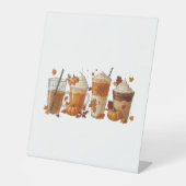 Herfst Koffiepompoen Reclamebord Met Voetstuk (Voorkant)