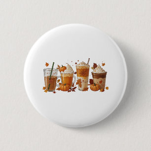 Herfst Koffiepompoen Ronde Button 5,7 Cm