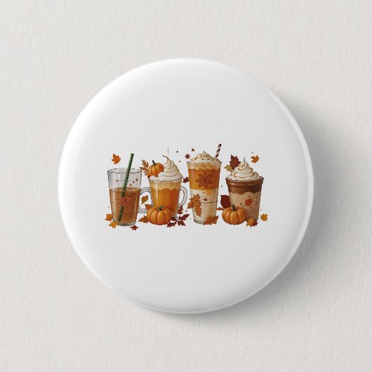 Herfst Koffiepompoen Ronde Button 5,7 Cm (Voorkant)