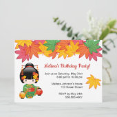 Herfst Kokeshi Doll - Geisha Meisje Verjaardagsfee Kaart (Staand voorkant)