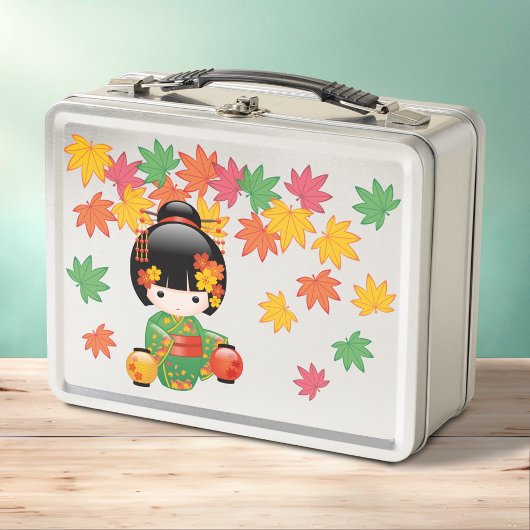 Herfst Kokeshi Doll - Green Kimono Geisha Girl