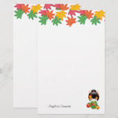 Herfst Kokeshi Doll - Green Kimono Geisha Girl Briefpapier (Voorkant / Achterkant)