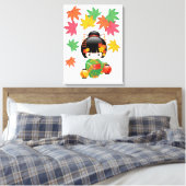 Herfst Kokeshi Doll - Green Kimono Geisha Girl Canvas Afdruk (Insitu (Slaapkamer))