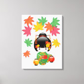 Herfst Kokeshi Doll - Green Kimono Geisha Girl Canvas Afdruk (Voorkant)