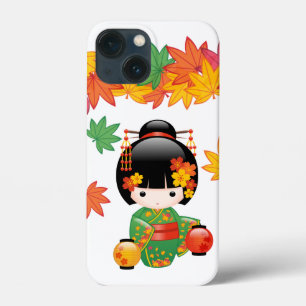 Herfst Kokeshi Doll - Green Kimono Geisha Girl Case-Mate iPhone Case
