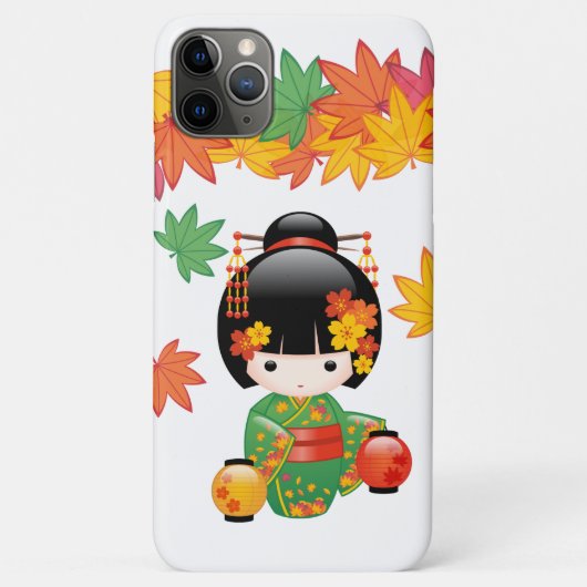 Herfst Kokeshi Doll - Green Kimono Geisha Girl Case-Mate iPhone Case (Achterkant)