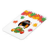 Herfst Kokeshi Doll - Green Kimono Geisha Girl Magneet (Linkerzijde)