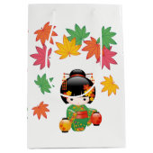 Herfst Kokeshi Doll - Green Kimono Geisha Girl Medium Cadeauzakje (Voorkant)