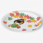 Herfst Kokeshi Doll - Green Kimono Geisha Girl Papieren Bordje (Gekanteld)