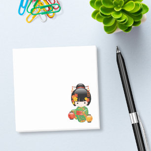 Herfst Kokeshi Doll - Green Kimono Geisha Girl Post-it® Notes