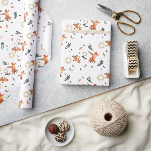 Herfst Kolibrie Botanisch Inpakpapier (Crafts)