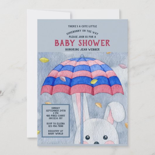 Herfst Konijn Baby Shower Uitnodiging (Voorkant)