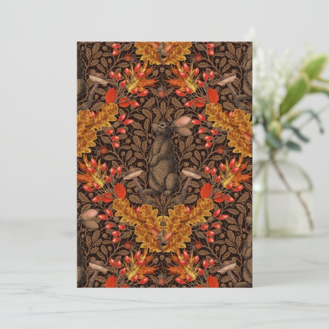 Herfst konijn op bruin (Staand voorkant)