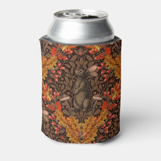 Herfst konijn op bruin blikjeskoeler (Blikje Achterkant)