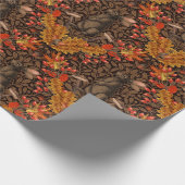 Herfst konijn op bruin cadeaupapier (Hoek)