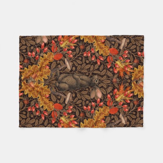 Herfst konijn op bruin fleece deken (Voorkant (Horizontaal))