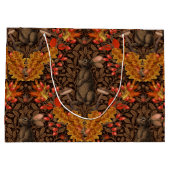 Herfst konijn op bruin groot cadeauzakje (Achterkant)