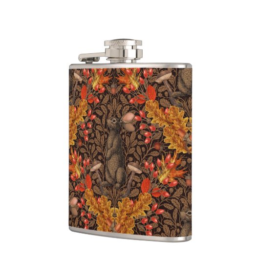 Herfst konijn op bruin heupfles (Links)