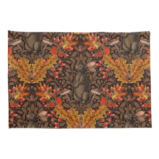 Herfst konijn op bruin kussensloop (Achterkant-Rechts)