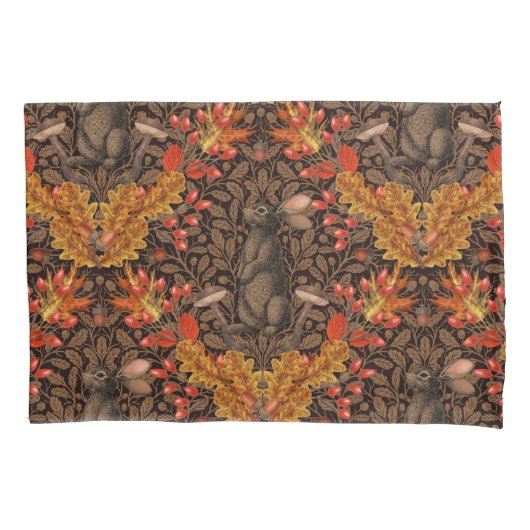 Herfst konijn op bruin kussensloop (Voorkant-Links)