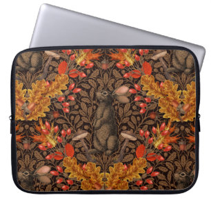 Herfst konijn op bruin laptop sleeve