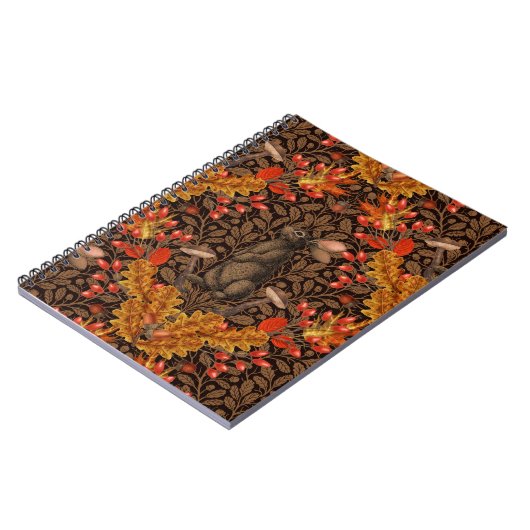 Herfst konijn op bruin notitieboek (Linkerzijde)