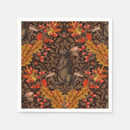 Herfst konijn op bruin servet (Voorkant)