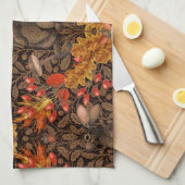 Herfst konijn op bruin theedoek (Quarter Fold)