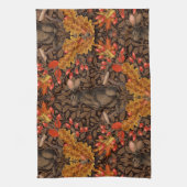 Herfst konijn op bruin theedoek (Verticaal)