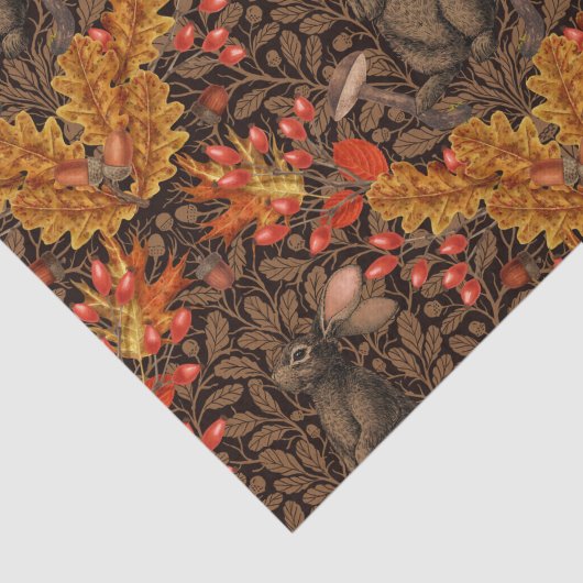 Herfst konijn op bruin tissuepapier (Detail)