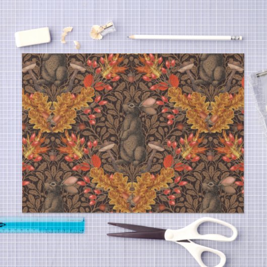 Herfst konijn op bruin tissuepapier (Craft)